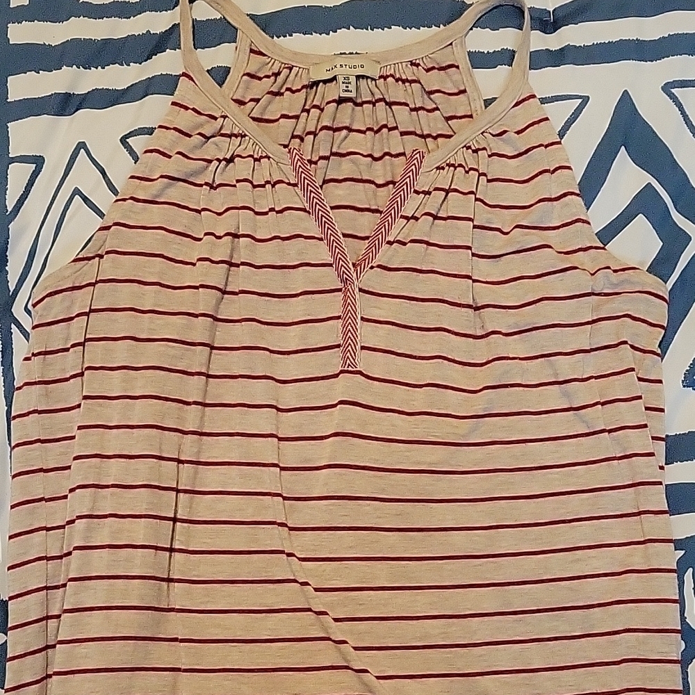 Cream and Red Max Studio XS Tank Top